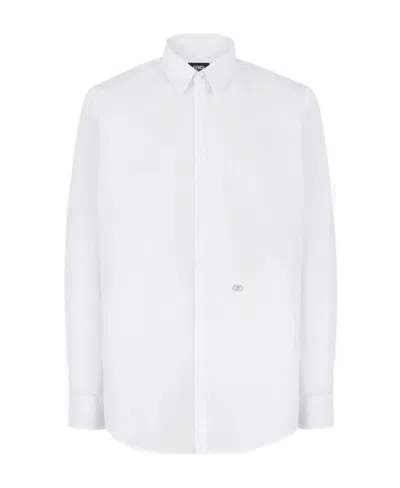 Fendi Logo Long-sleeved Shirt In White