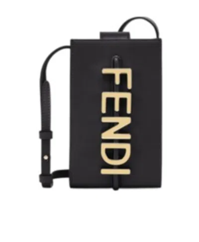 Fendi Logo Mobile Phone Bag In Black