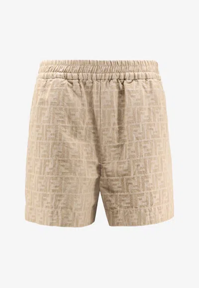 FENDI LOGO MONOGRAM BERMUDA SHORTS