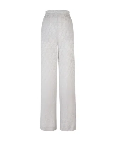 Fendi Logo-motif Palazzo Trousers In Gray