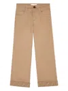 Fendi Caramel Gabardine Junior Pants With Logo In Nude