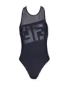 Fendi Logo One-piece Swimsuit In Black