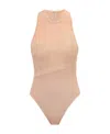 Fendi Logo One-piece Swimsuit In Nude
