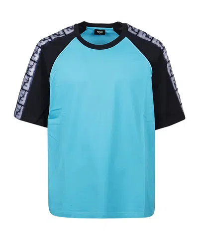 Fendi Logo Panelled T-shirt In Green