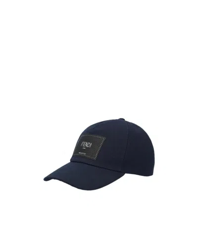 Fendi Logo Patch Baseball Cap In Blue