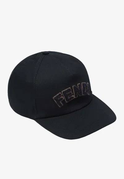 Fendi Logo Patch Baseball Cap In Black