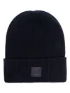 Fendi Men Midnight Blue Wool Blend Beanie Hat In Black