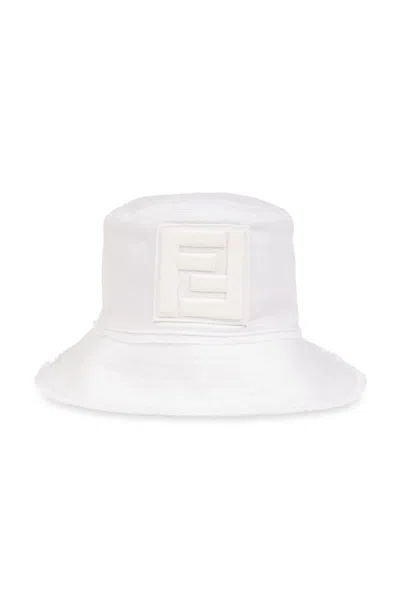 Fendi Logo Patch Bucket Hat In White