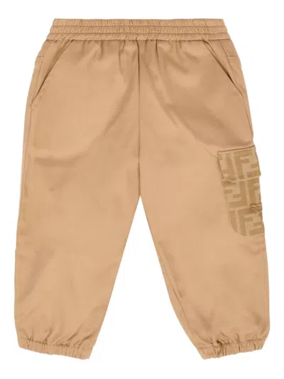 Fendi Babies' Logo-patch Cargo Trousers In Neutral