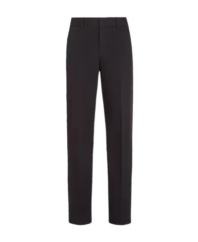 Fendi Logo Patch Casual Pants In Black