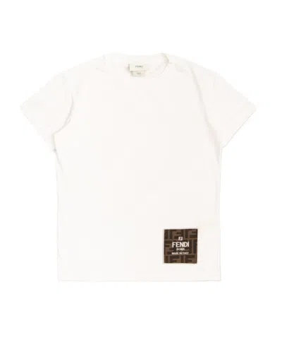Fendi Logo-patch Cotton T-shirt In White