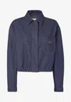 Fendi Denim Jacket With Front Embroidered Logo In Blue