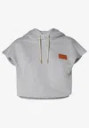 Fendi Hooded Sleeveless Top Drawstring Hem In Gray