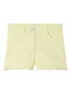 Fendi Logo-patch Frayed-hem Shorts In Yellow
