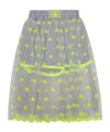 Fendi Logo-patch Semi-sheered Skirt In Yellow
