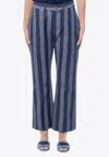 Fendi Cotton Jeans With Pequin Stripes In Blue