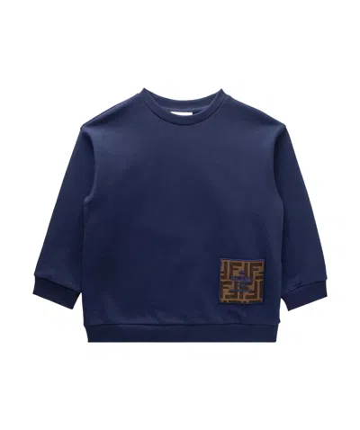 Fendi Logo Patch Sweater In Blue