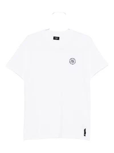 Fendi Poloshirt Mit Logo-schild In White