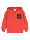 Fendi Logo-patch Zip-up Hoodie In Red