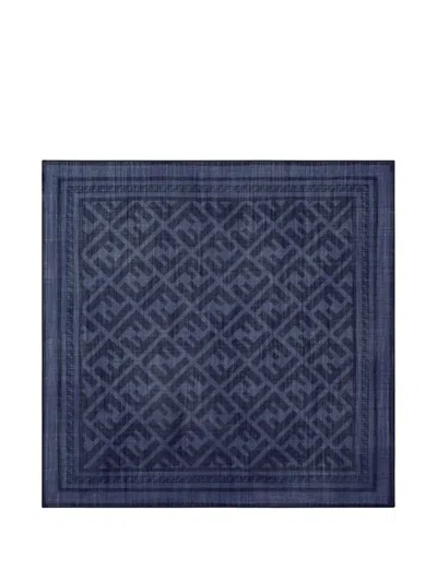 Fendi Logo-pattern Bandana Scarf In Blue
