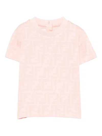 Fendi Babies' Logo-pattern Cotton T-shirt In Pink