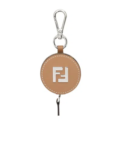 Fendi Logo Pattern Key Bag In Nude