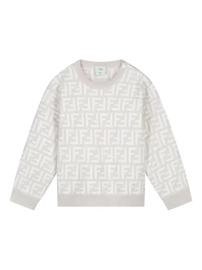 Fendi Babies' Logo-pattern Knitted Top In Gray