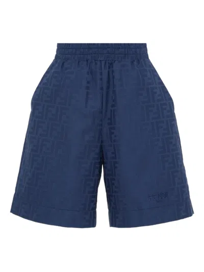 Fendi Kids' Logo-pattern Shorts In Blue