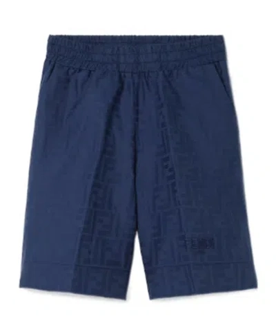 Fendi Kids' Logo-pattern Shorts In Blue