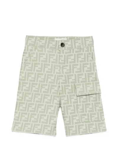 Fendi Kids' Logo-pattern Shorts In Green