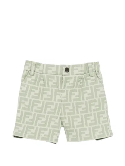 Fendi Babies' Logo-pattern Shorts In Green