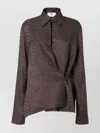Fendi Silk Ff Jacquard Crossover Shirt In Brown