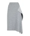 Fendi Logo Pattern Midi Drape Wool Skirt In Gray
