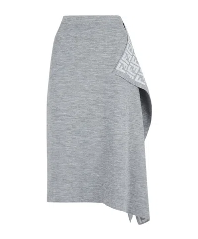 FENDI FENDI ASYMMETRICAL HEM MIDI SKIRT