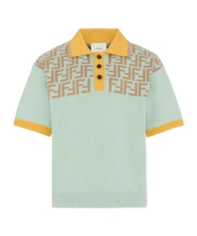 Fendi Logo-patterned Short-sleeves Polo Shirt In Green