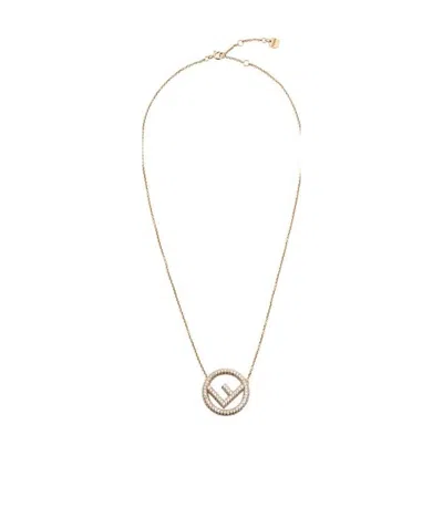 Fendi Logo Pendant Necklace In Dore