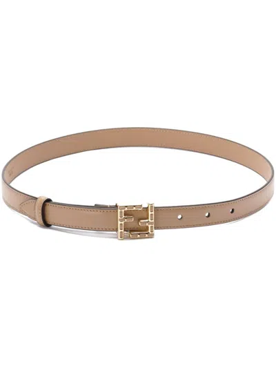 Fendi Logo-plaque Belt In Brown