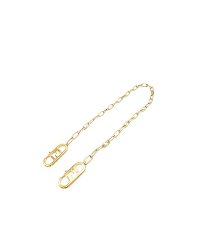 Fendi Logo-plaque Brass Chain In Nude