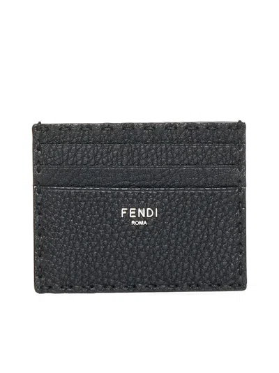 Fendi Logo Plaque Card Holder In Black