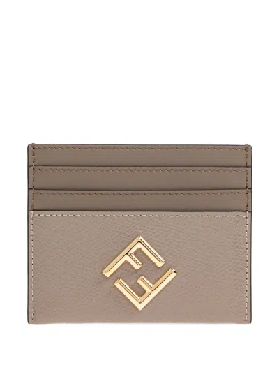 Fendi Logo-plaque Card Holder In Brown
