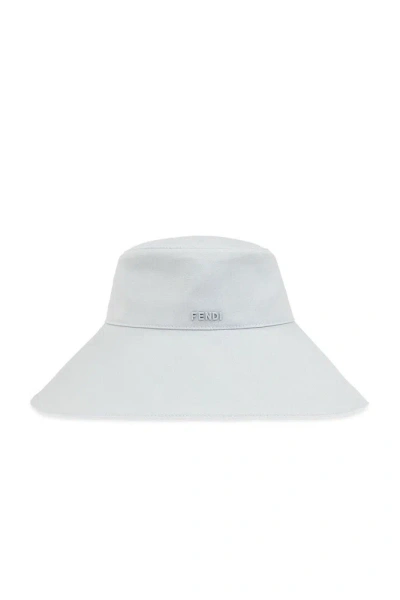 Fendi Logo Plaque Cloche Hat In White