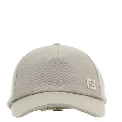 Fendi Logo Plaque Cotton Hat In Gold