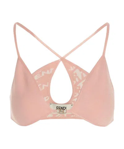 Fendi Logo-plaque Cropped Top In Pink