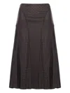 Fendi Women Midi Ff Jacquard Silk Skirt In Brown