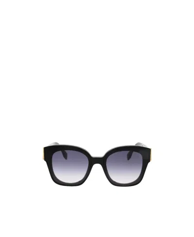 Fendi Logo-plaque Geometric-frame Sunglasses In Multicolor