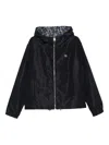 Fendi Logo-plaque Hooded Jacket In Blue