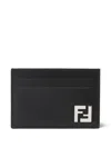 Fendi Flat Card Case Vit.king Wallets Black In Black