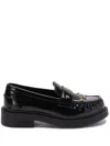 Fendi Leather Loafers With Fringed Moccasin Stitching In Black