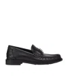Fendi Logo-plaque Leather Loafers In Black