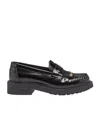 Fendi Leather Loafers With Fringed Moccasin Stitching In Black